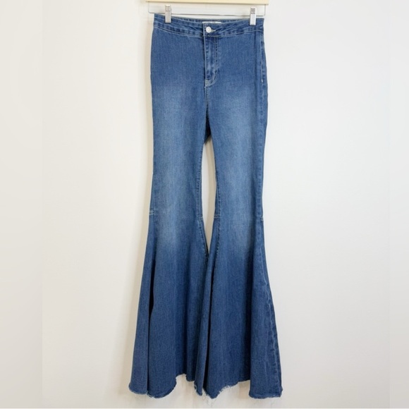 Free People Denim - Free People We The Free Blue Float On Flare Jeans High Rise Women Sz 25 Stretch